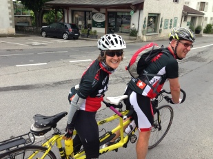 Aly and Gary on a tandem